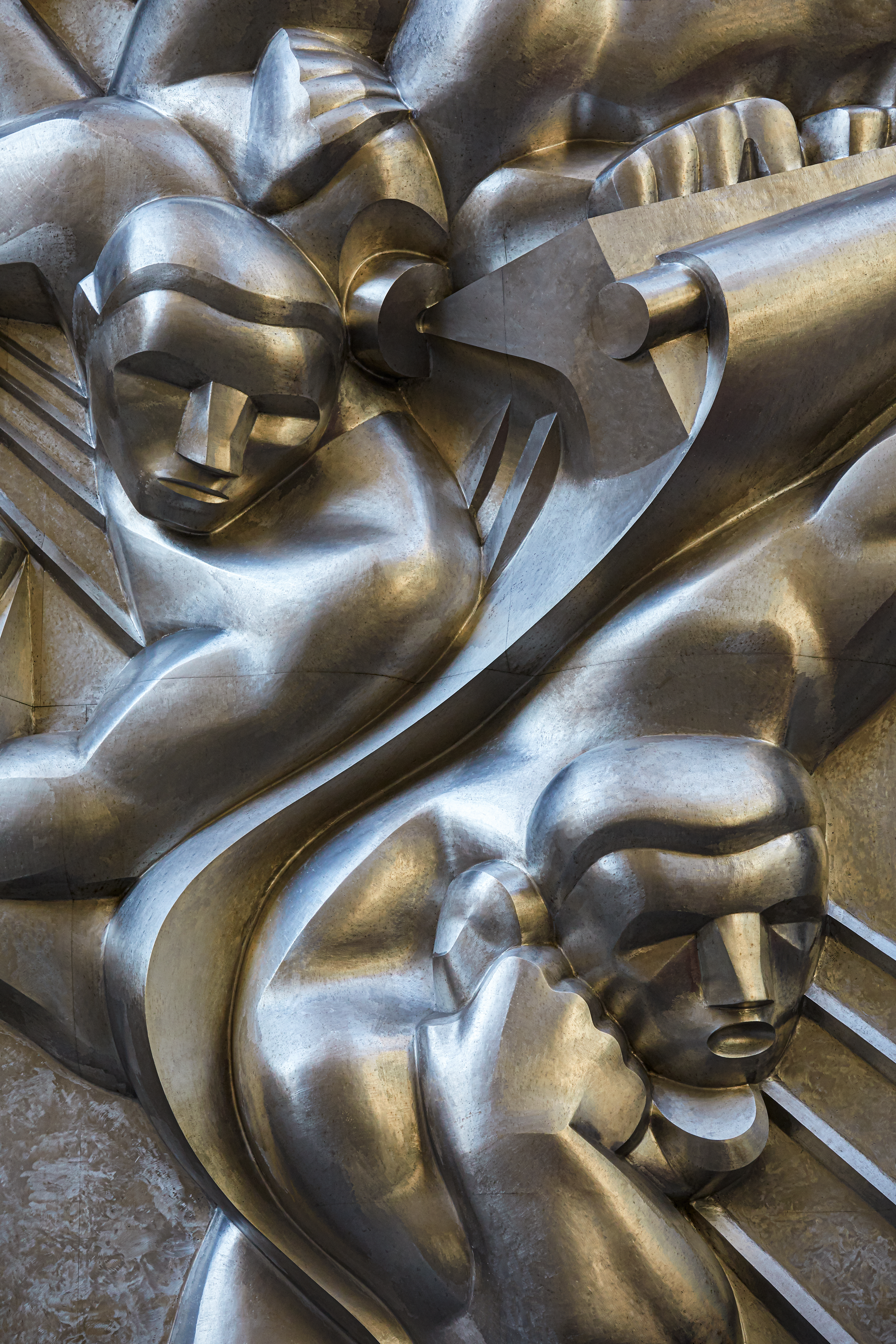 Art deco relief sculpture above 50 Rockefeller Plaza entrance